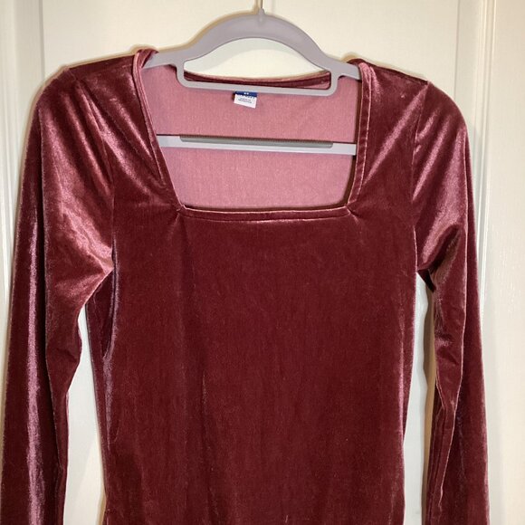 Old Navy Women's Crushed Velvet Square Neck Bodysuit Size XS - Picture 2 of 7